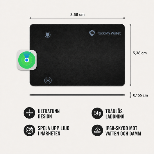 Track My Wallet™ - Spåra plånboken direkt med Apple Hitta